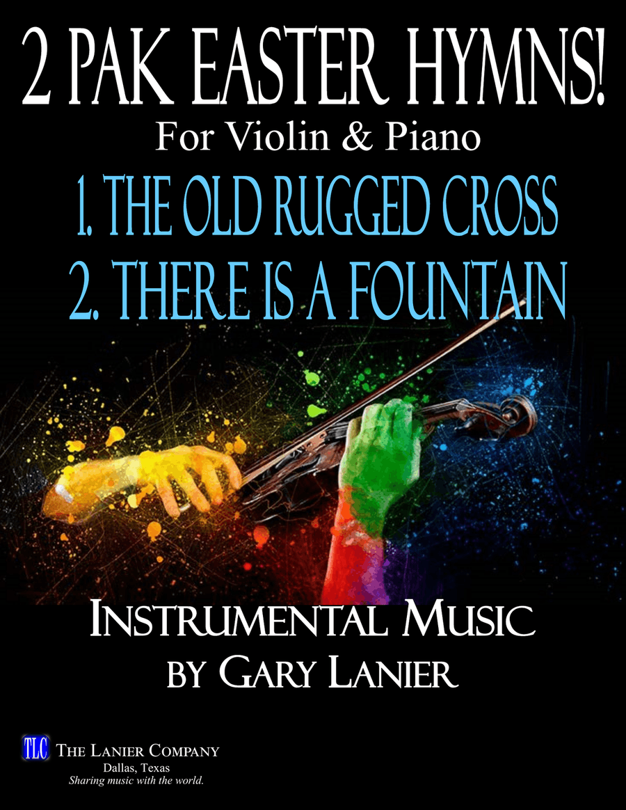 2 PAK EASTER HYMNS! THE OLD RUGGED CROSS & THERE IS A FOUNTAIN, Violin & Piano (with Score & Parts) Violin Solo scores gallery preview page 1