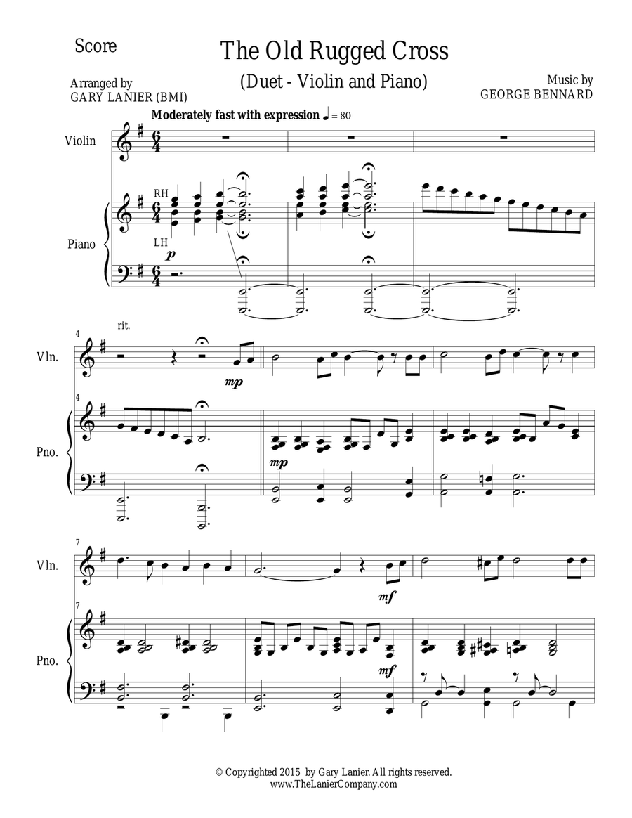 2 PAK EASTER HYMNS! THE OLD RUGGED CROSS & THERE IS A FOUNTAIN, Violin & Piano (with Score & Parts) Violin Solo scores gallery preview page 2