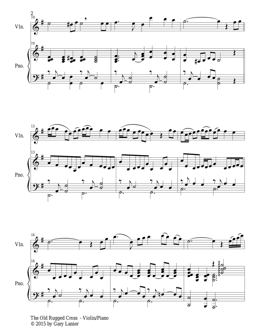 2 PAK EASTER HYMNS! THE OLD RUGGED CROSS & THERE IS A FOUNTAIN, Violin & Piano (with Score & Parts) Violin Solo scores gallery preview page 3