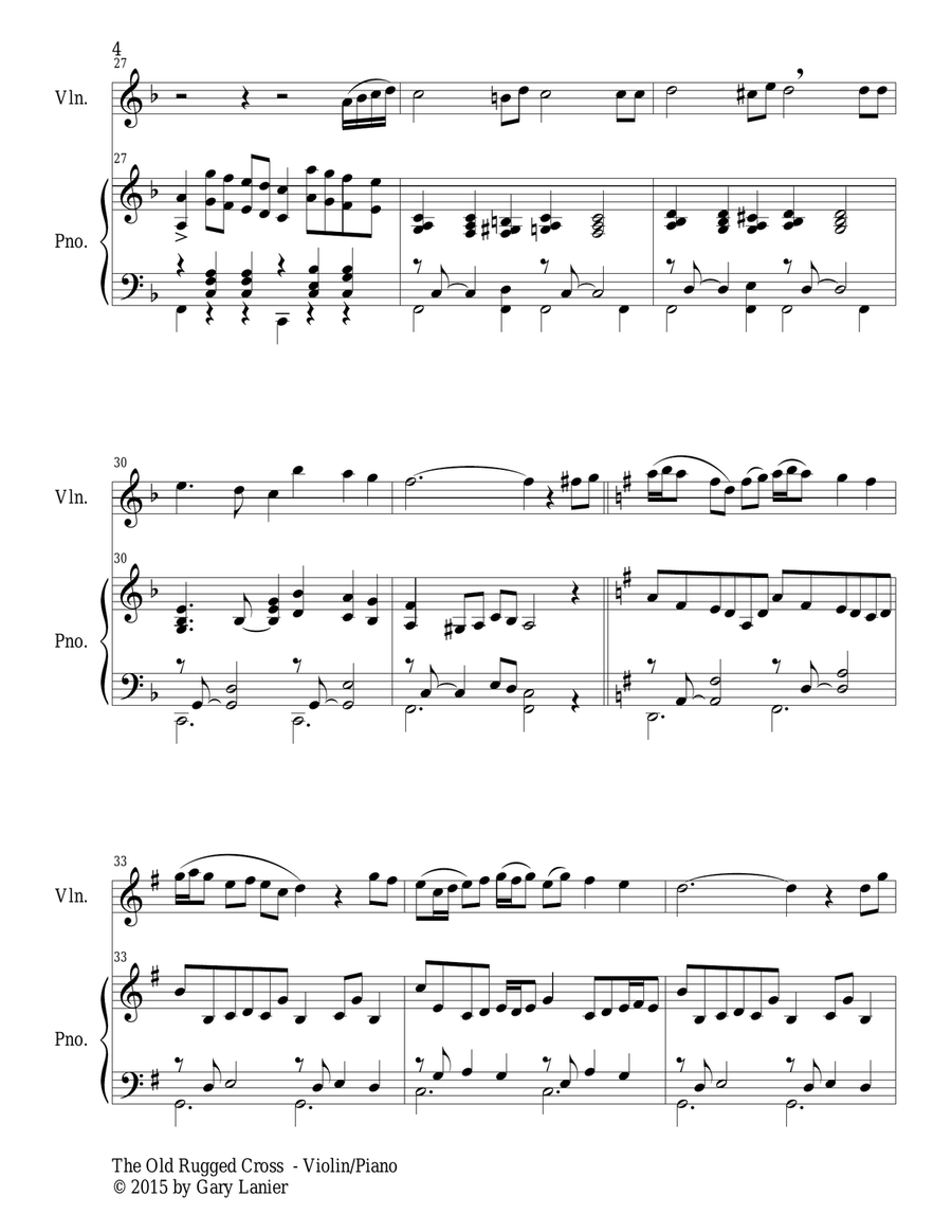 2 PAK EASTER HYMNS! THE OLD RUGGED CROSS & THERE IS A FOUNTAIN, Violin & Piano (with Score & Parts) Violin Solo scores gallery preview page 5