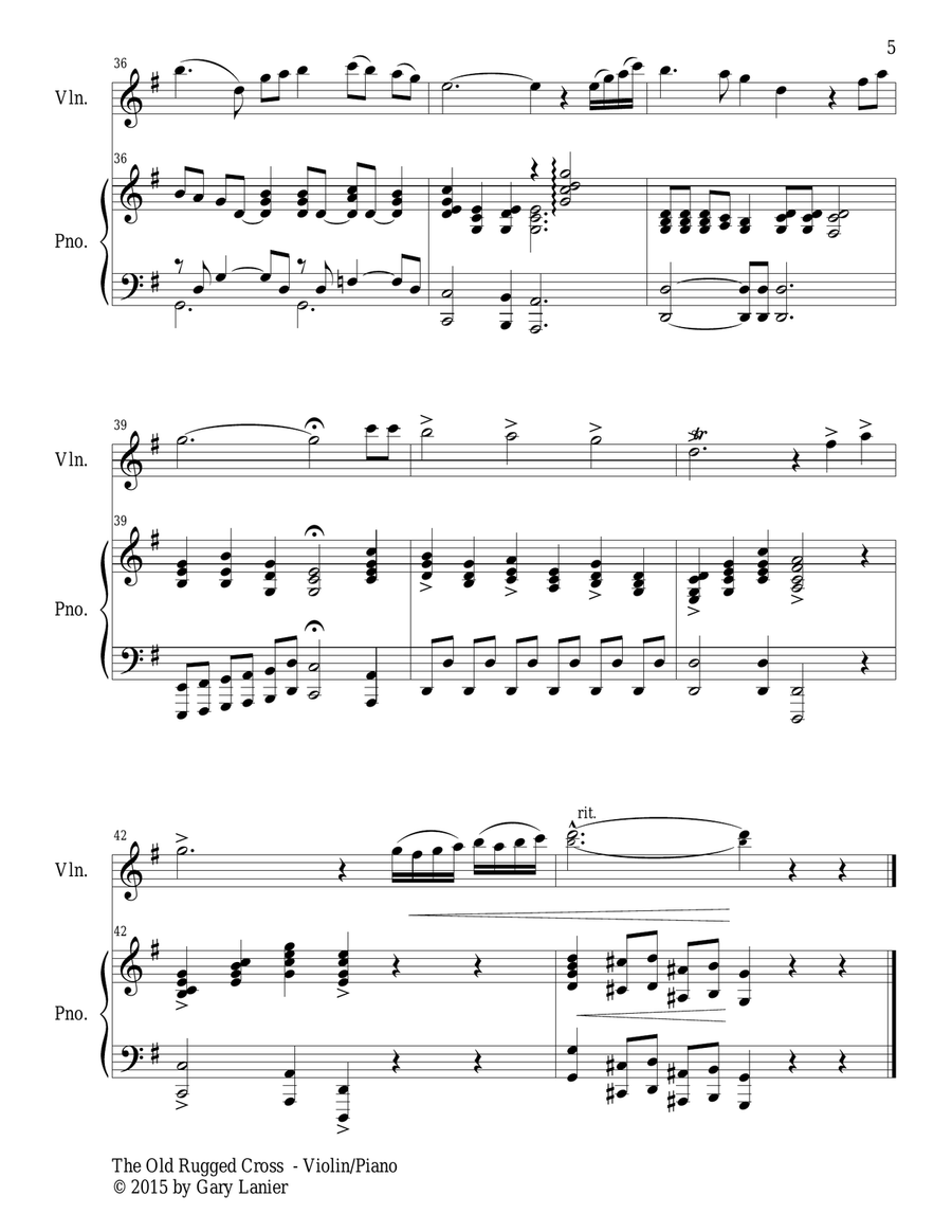 2 PAK EASTER HYMNS! THE OLD RUGGED CROSS & THERE IS A FOUNTAIN, Violin & Piano (with Score & Parts) Violin Solo scores gallery preview page 6
