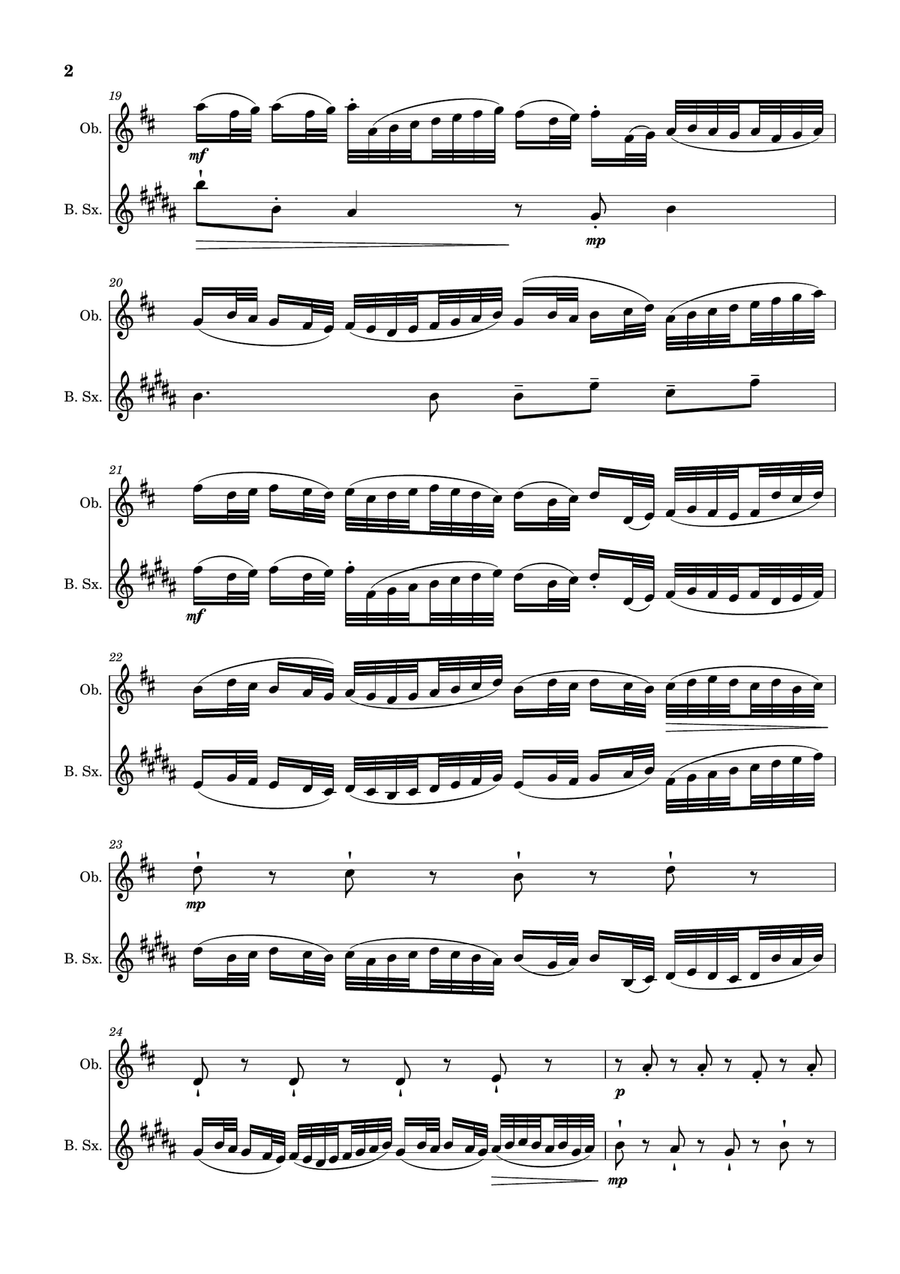 Canon in D Major, P.37; T.337. Oboe and B. Sax Woodwind Duet scores gallery preview page 2