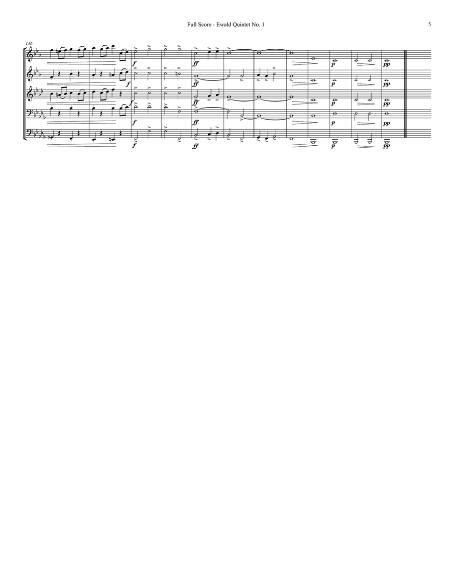 Ewald Quintet No. 1 in B Flat Brass Quintet scores gallery preview page 5
