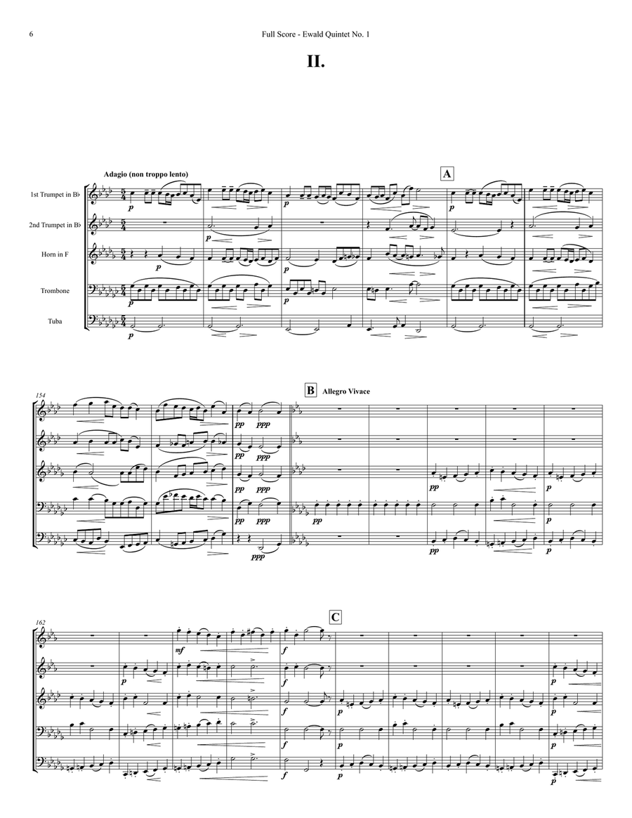Ewald Quintet No. 1 in B Flat Brass Quintet scores gallery preview page 6