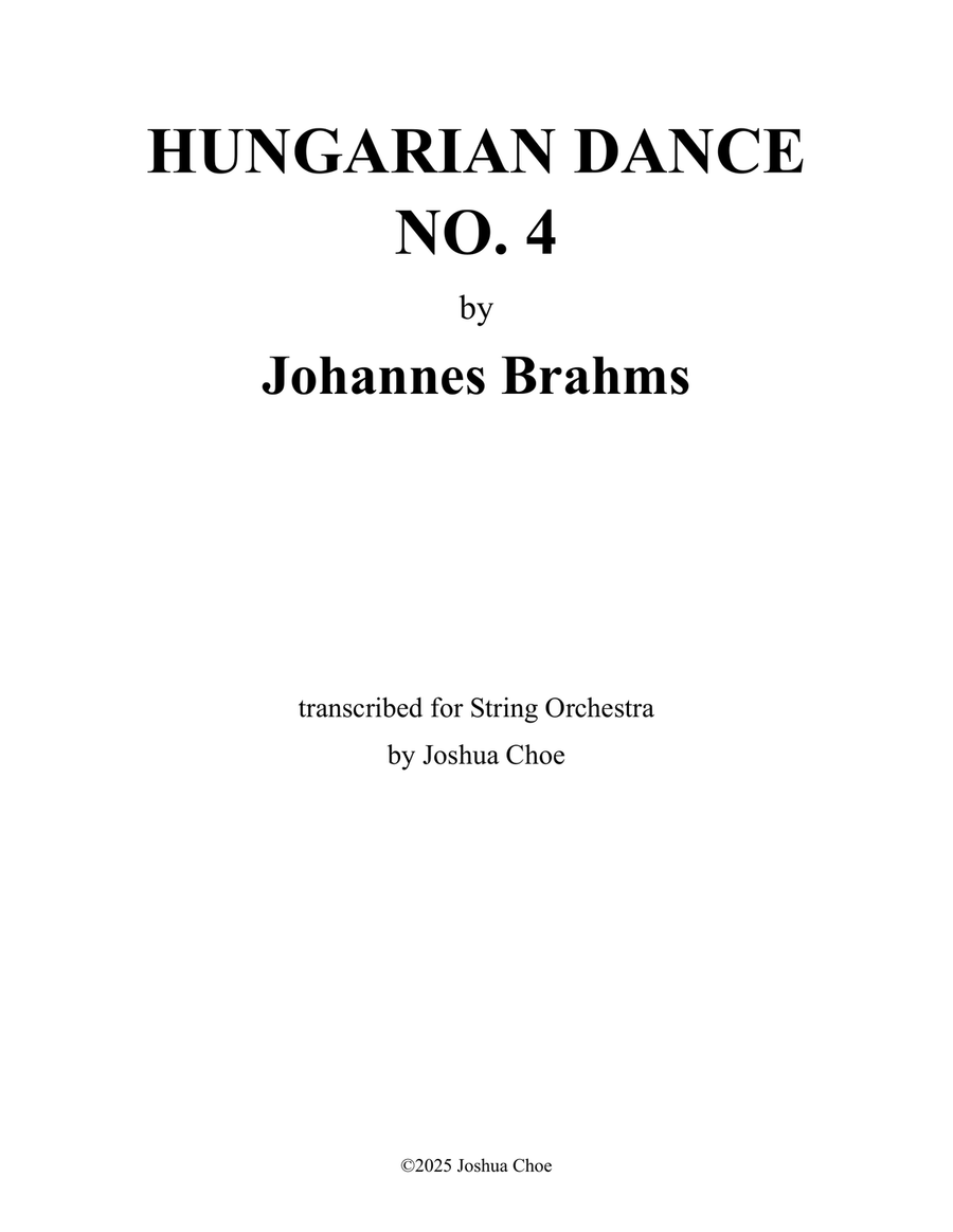 Hungarian Dance No. 4 in f-sharp minor String Orchestra scores gallery preview page 1