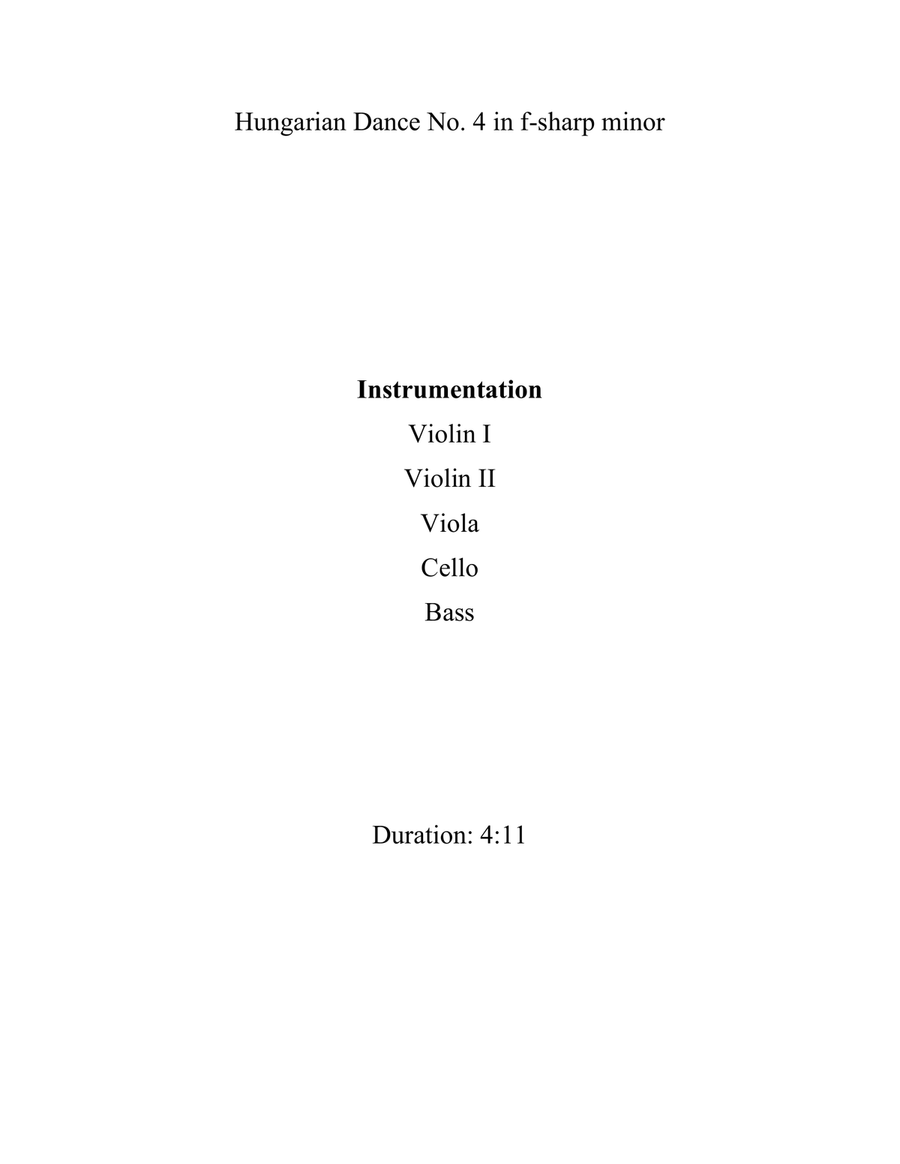 Hungarian Dance No. 4 in f-sharp minor String Orchestra scores gallery preview page 2