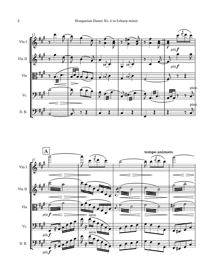 Hungarian Dance No. 4 in f-sharp minor String Orchestra scores gallery preview page 4