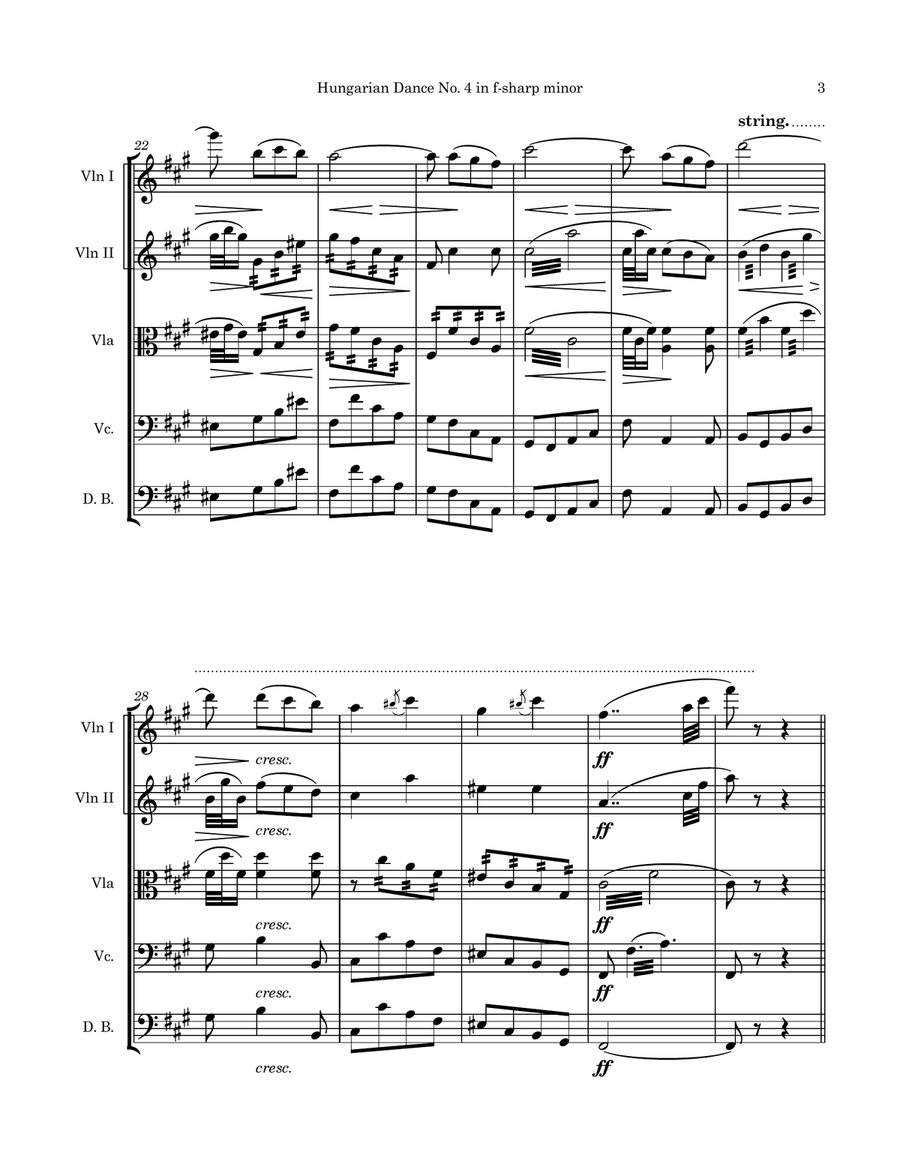 Hungarian Dance No. 4 in f-sharp minor String Orchestra scores gallery preview page 5