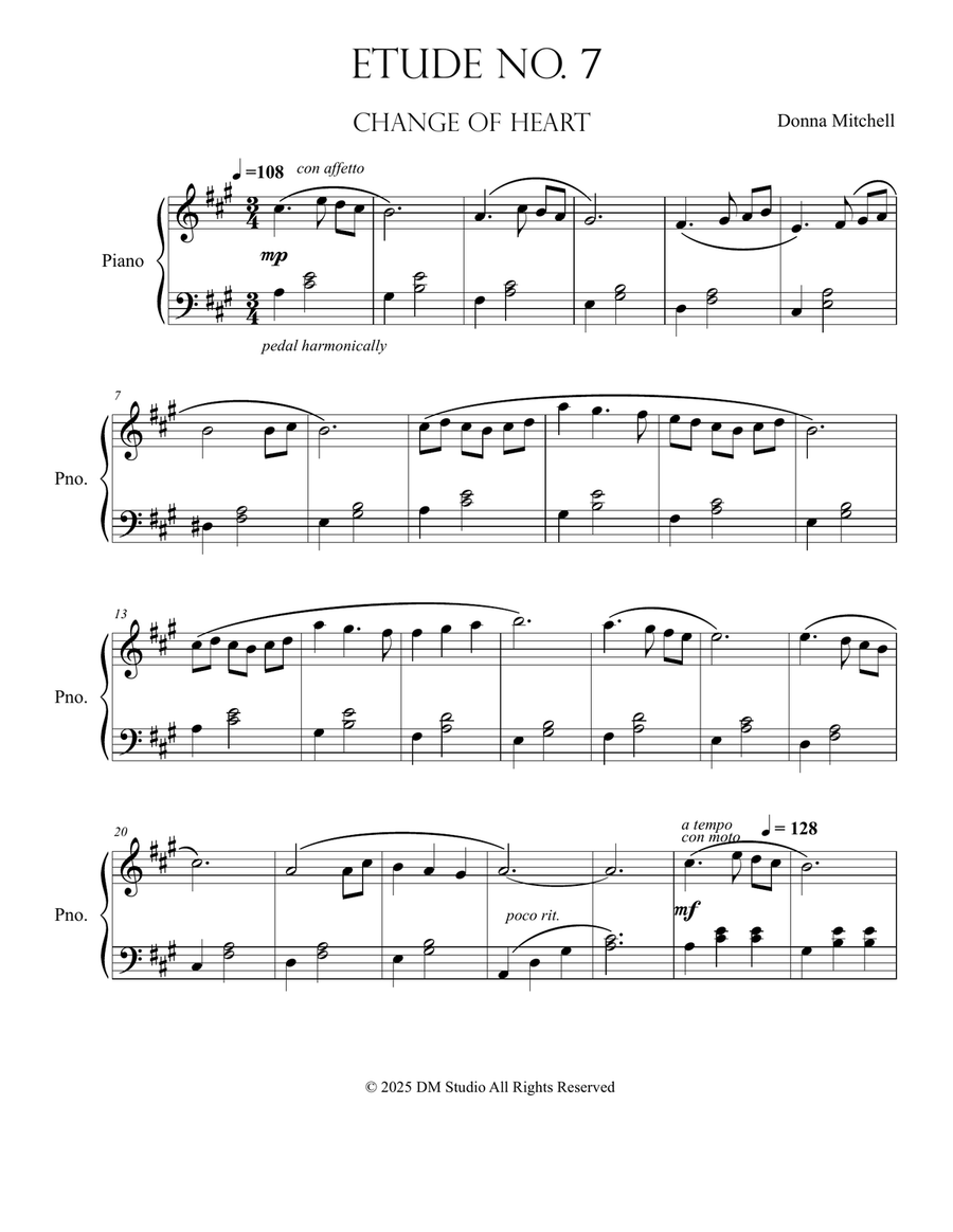 Etude no. 7 Change of Heart Piano Method scores gallery preview page 2