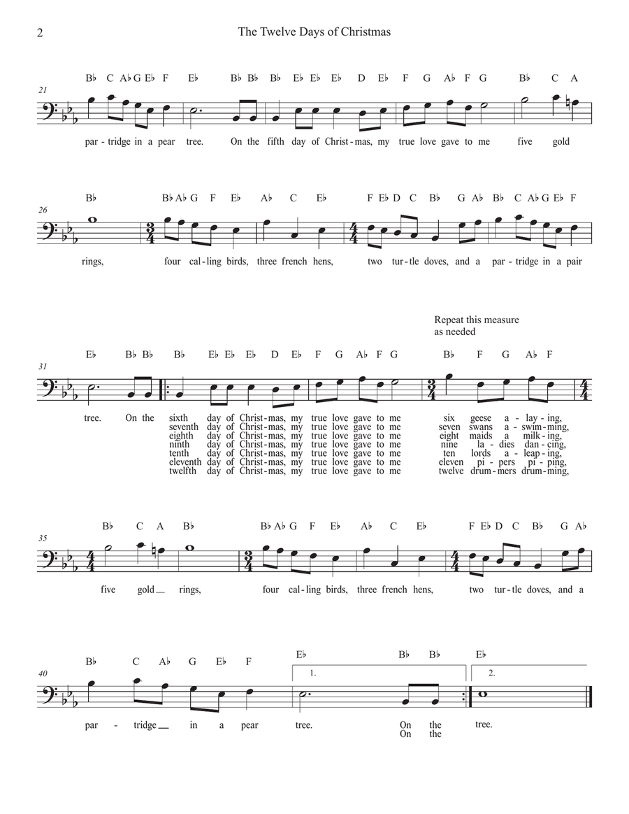 The Twelve Days of Christmas for Trombone Bass Trombone scores gallery preview page 2