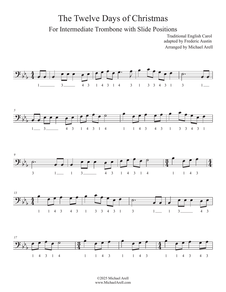 The Twelve Days of Christmas for Trombone Bass Trombone scores gallery preview page 3