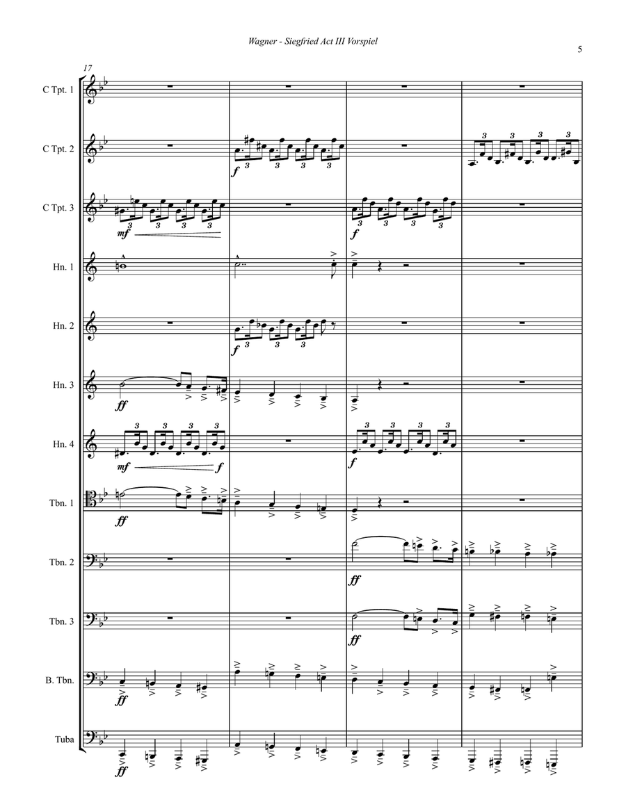Siegfried Act III Vorspiel and Finale for Brass Ensemble Brass Ensemble scores gallery preview page 5