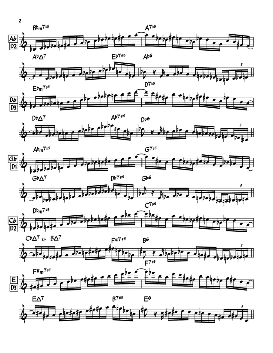 Mixed Exercise for Diminished, 6th diminished, Wholetone 12 keys Violin scores gallery preview page 2
