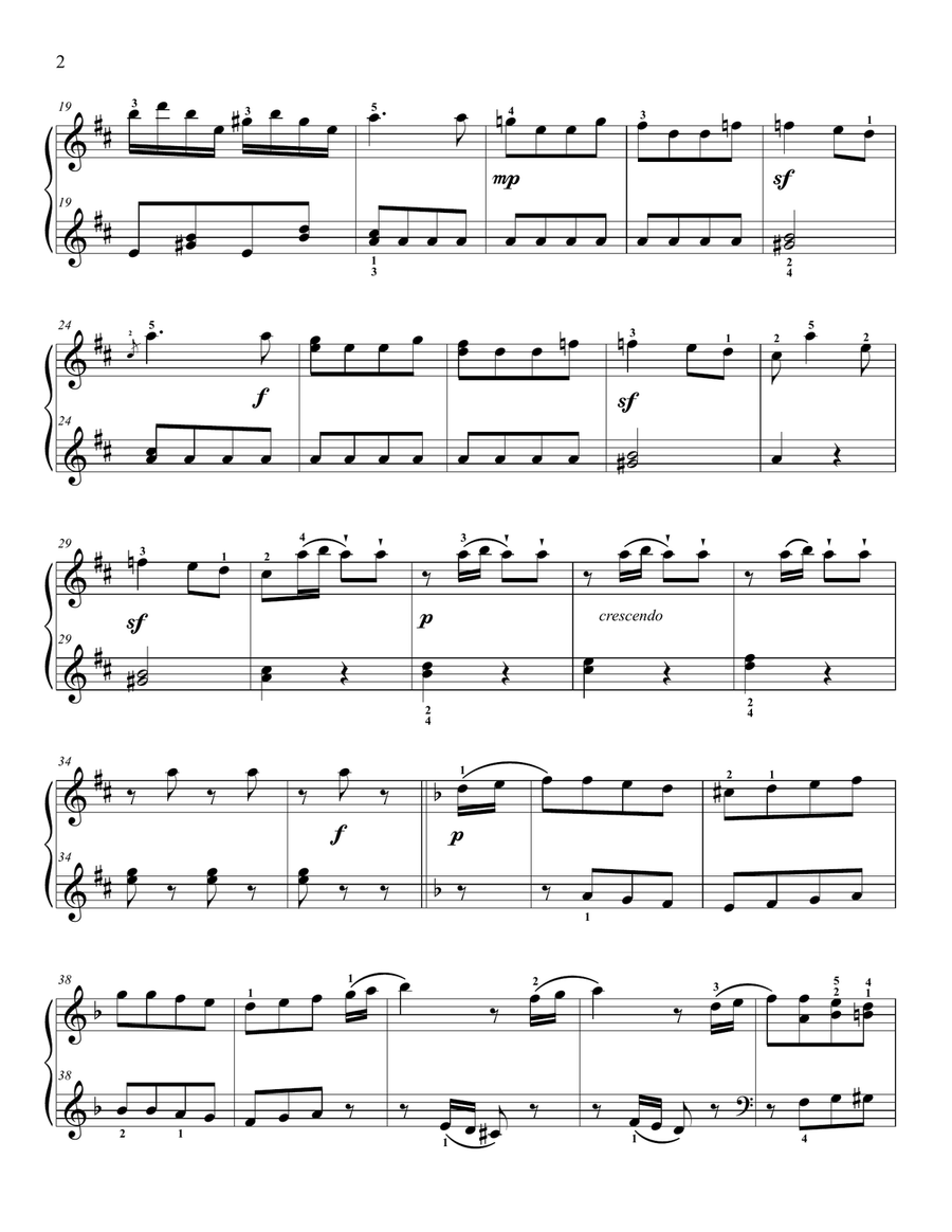 Hewitt Sonatina in D Major 3rd movement Easy Piano scores gallery preview page 2