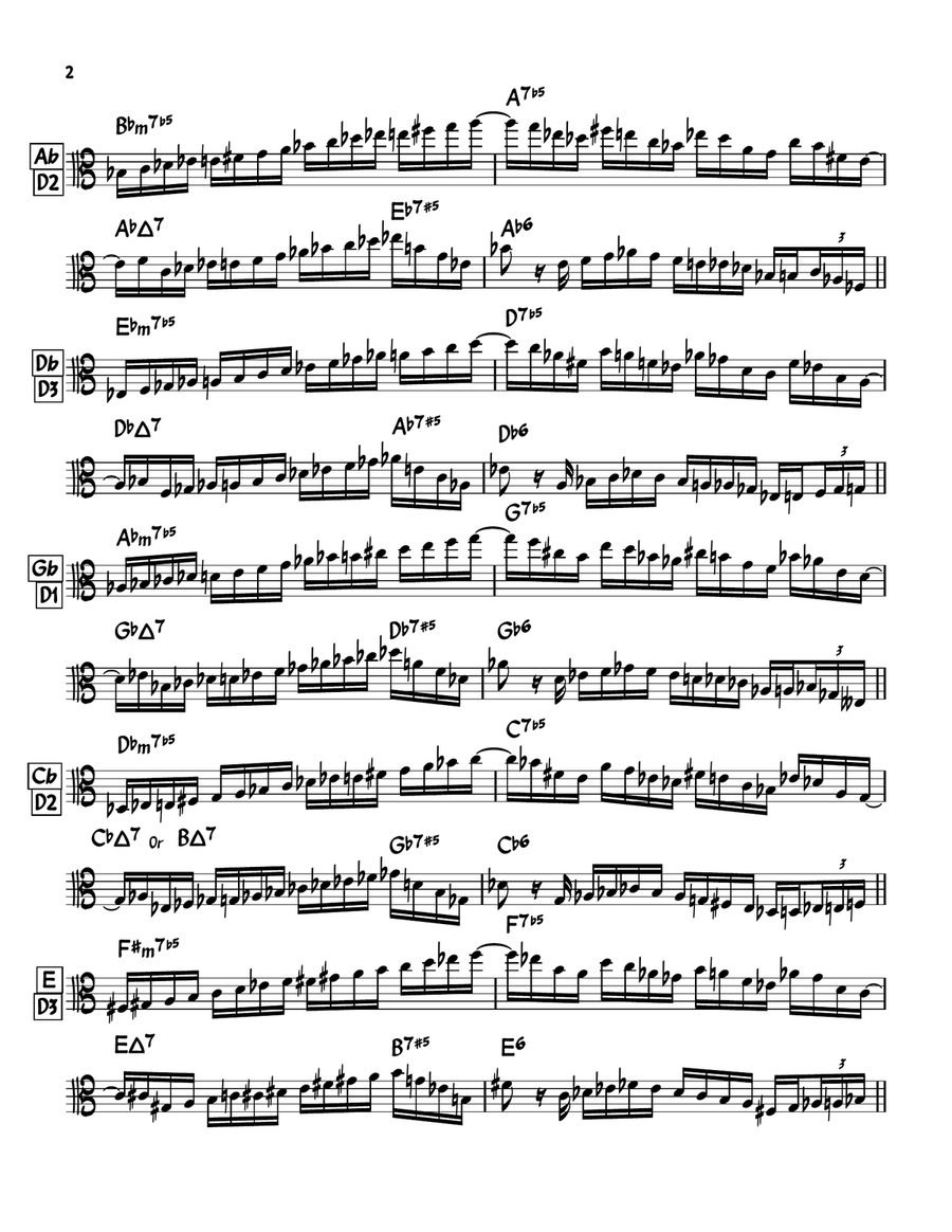 Mixed Exercise for Diminished, 6th diminished, Wholetone 12 keys Viola scores gallery preview page 2