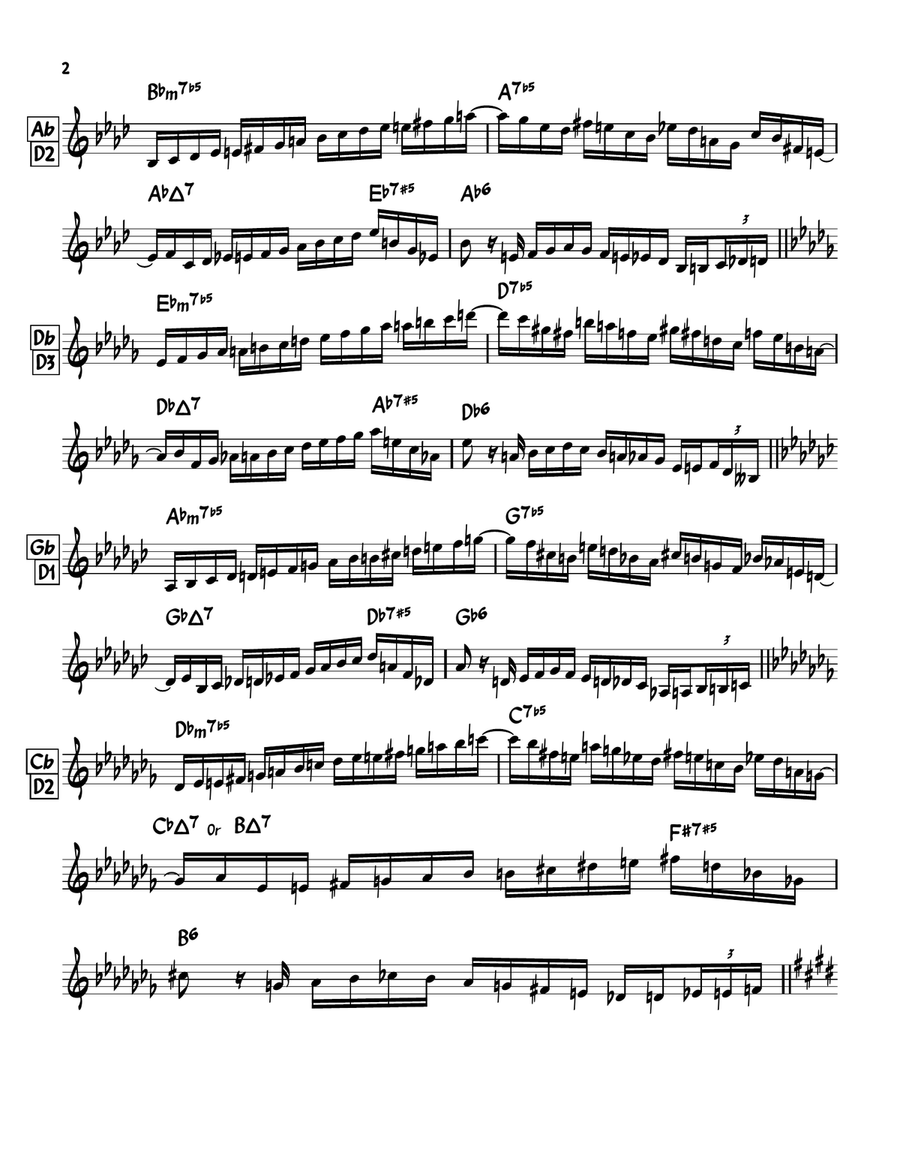 Mixed Exercise for Diminished, 6th diminished, Wholetone 12 keys Violin scores gallery preview page 2