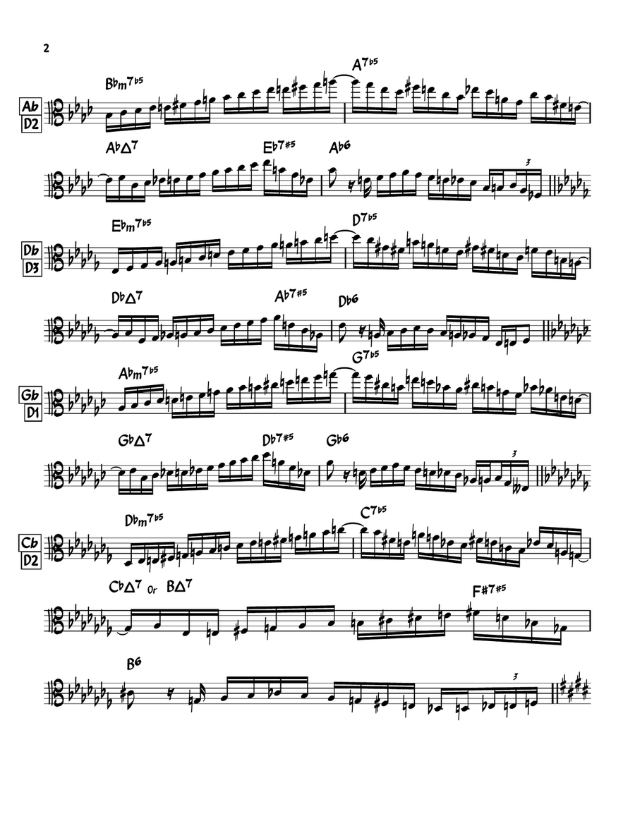 Mixed Exercise for Diminished, 6th diminished, Wholetone 12 keys Viola scores gallery preview page 2