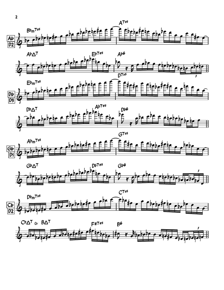 Mixed Exercise for Diminished, 6th diminished, Wholetone 12 keys Flute scores gallery preview page 2