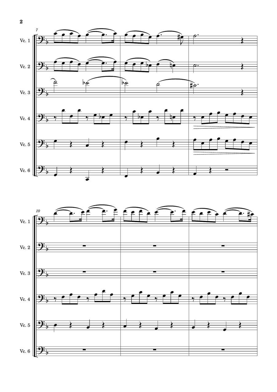 Pavane, op. 50 arranged for cello ensemble (6 Cellos) Cello scores gallery preview page 2