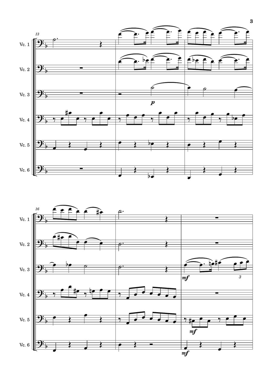 Pavane, op. 50 arranged for cello ensemble (6 Cellos) Cello scores gallery preview page 3