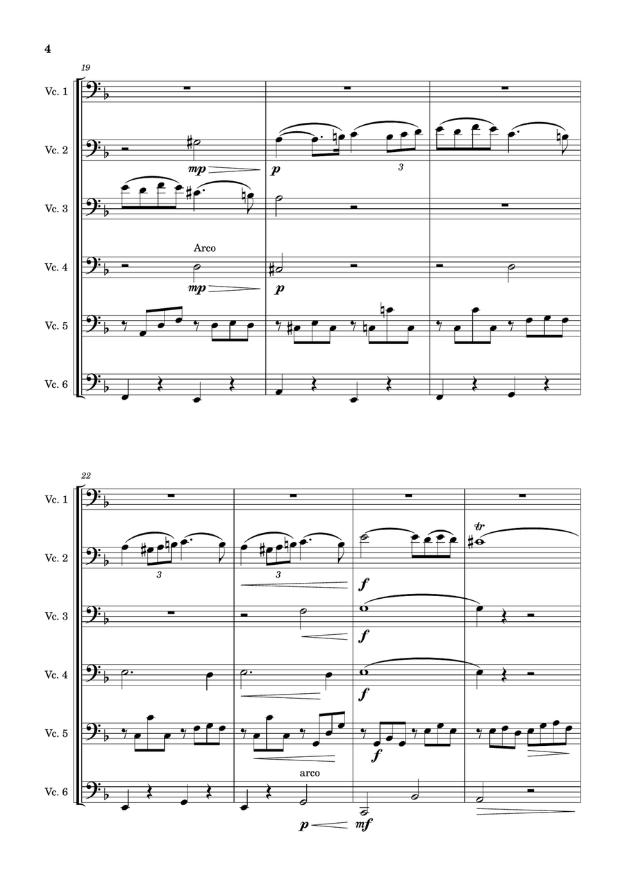 Pavane, op. 50 arranged for cello ensemble (6 Cellos) Cello scores gallery preview page 4