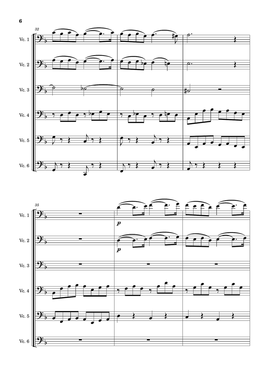 Pavane, op. 50 arranged for cello ensemble (6 Cellos) Cello scores gallery preview page 6
