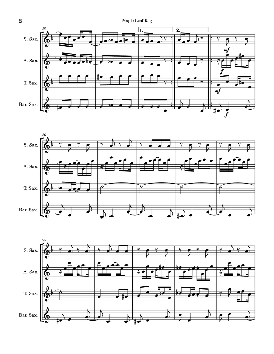 Maple Leaf Rag Maple Leaf Rag Saxophone Quartet scores gallery preview page 2
