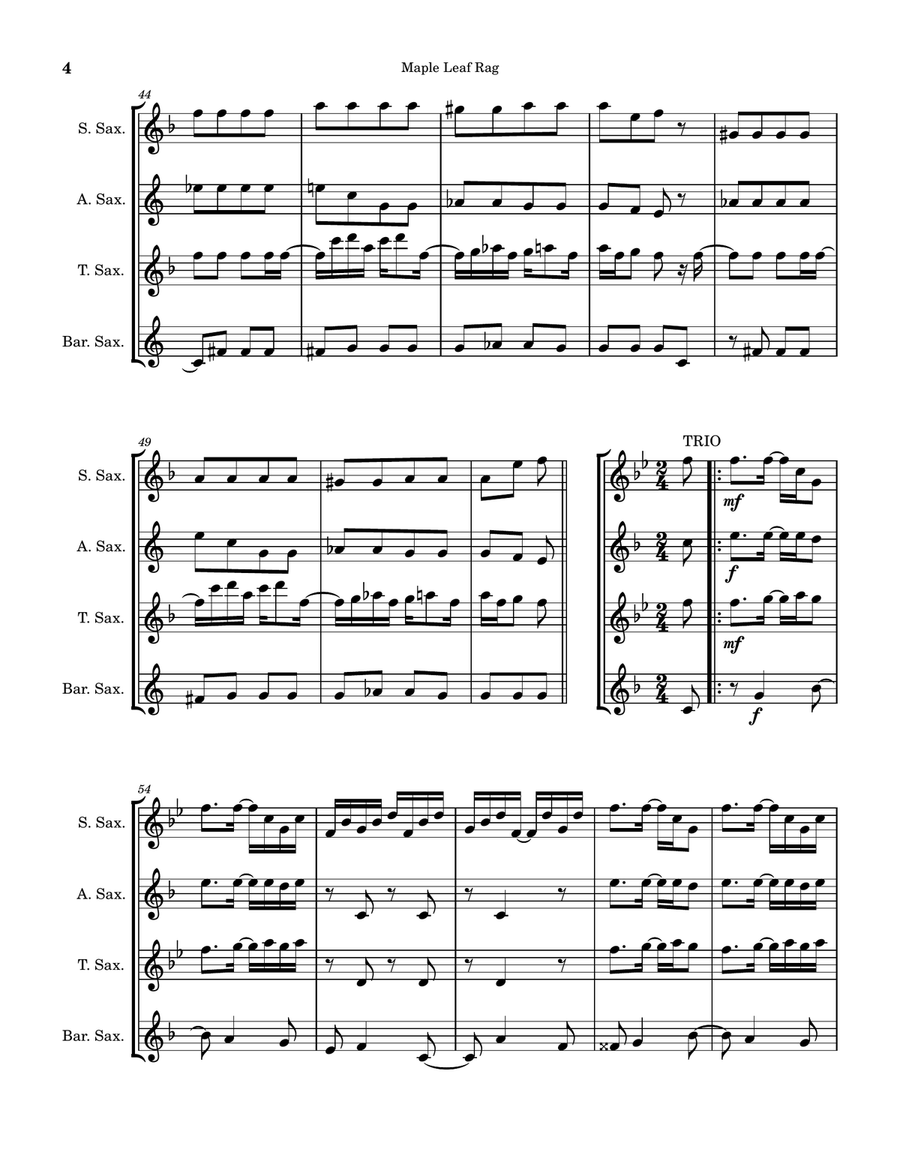 Maple Leaf Rag Maple Leaf Rag Saxophone Quartet scores gallery preview page 4