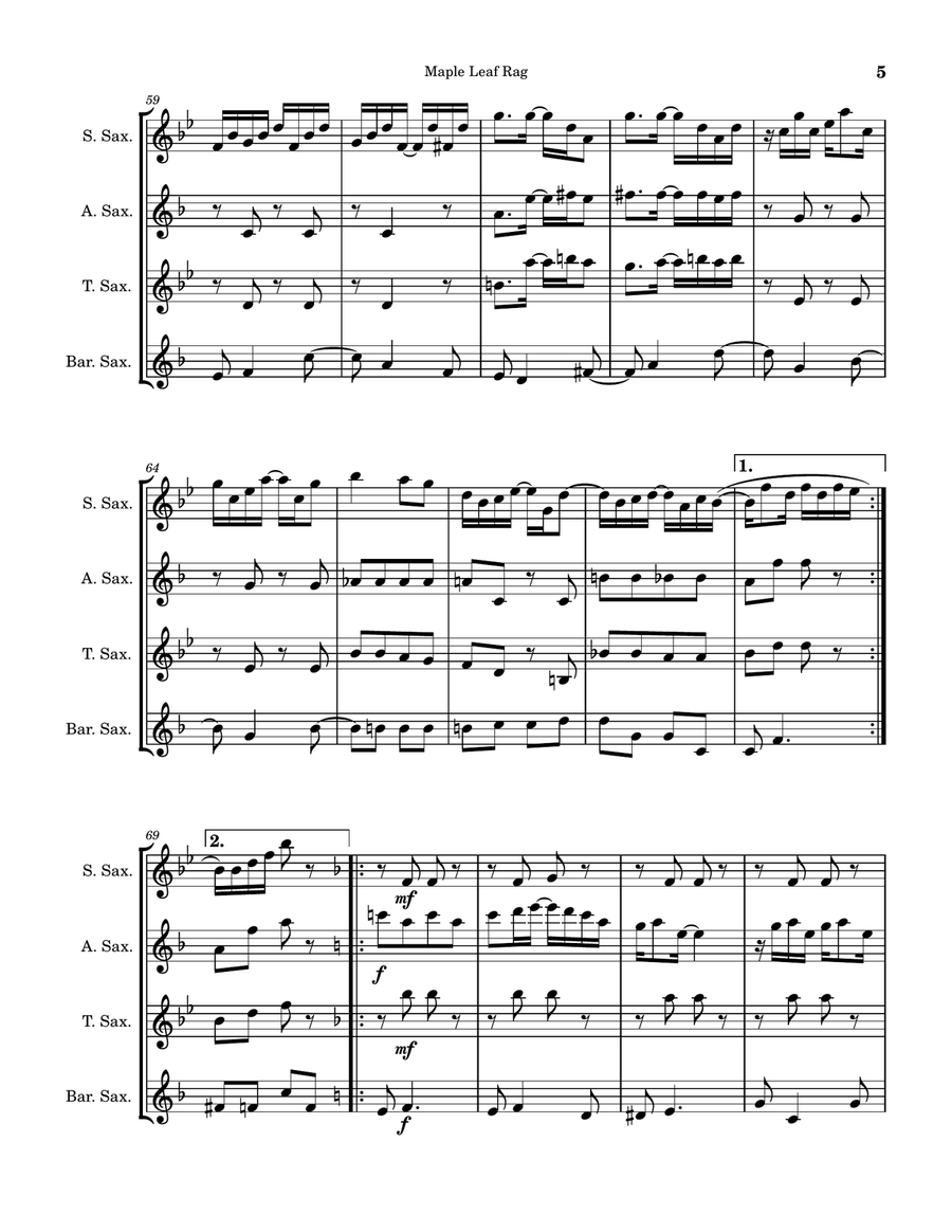 Maple Leaf Rag Maple Leaf Rag Saxophone Quartet scores gallery preview page 5