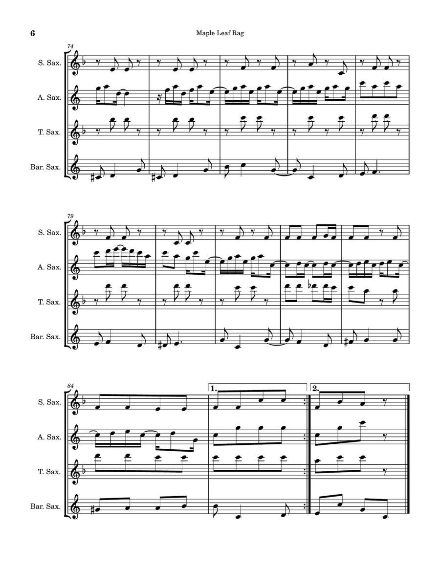 Maple Leaf Rag Maple Leaf Rag Saxophone Quartet scores gallery preview page 6
