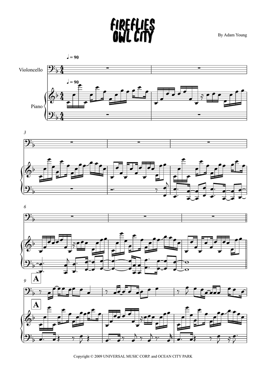 Fireflies Fireflies Piano scores gallery preview page 1