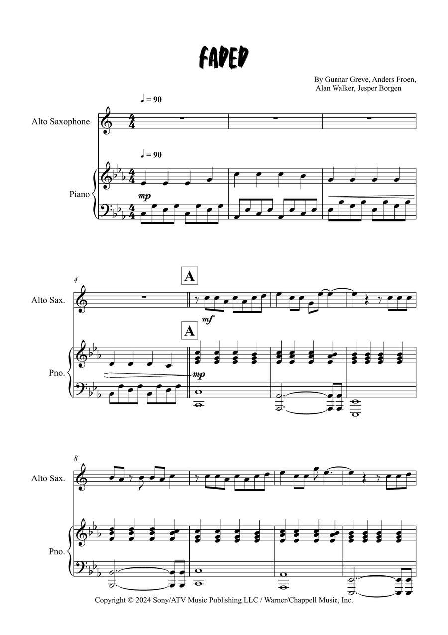 Faded Faded Alto Saxophone scores gallery preview page 1