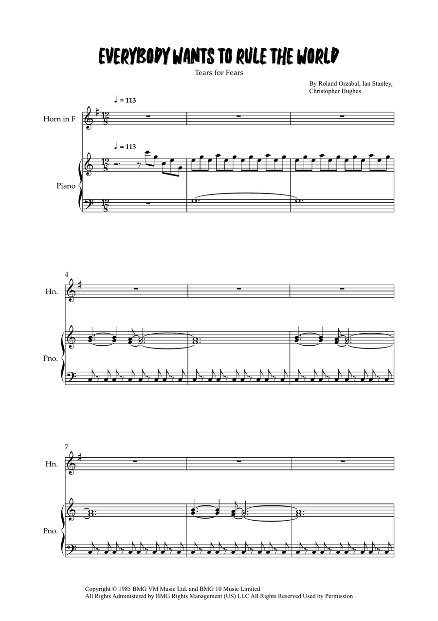 Everybody Wants To Rule The World Piano scores gallery preview page 1