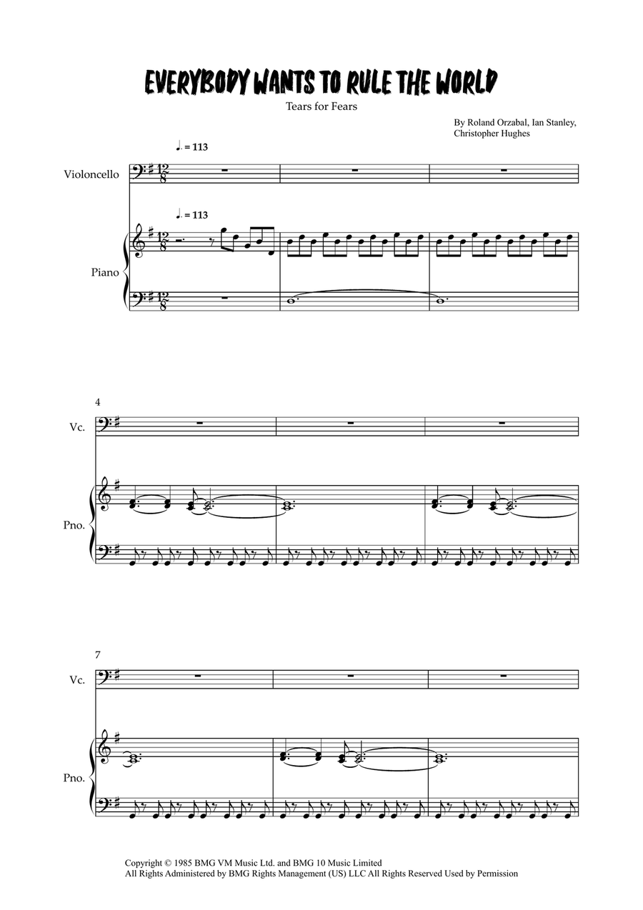 Everybody Wants To Rule The World Piano scores gallery preview page 1