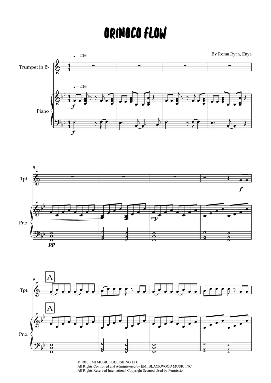 Orinoco Flow Orinoco Flow Trumpet Solo scores gallery preview page 1