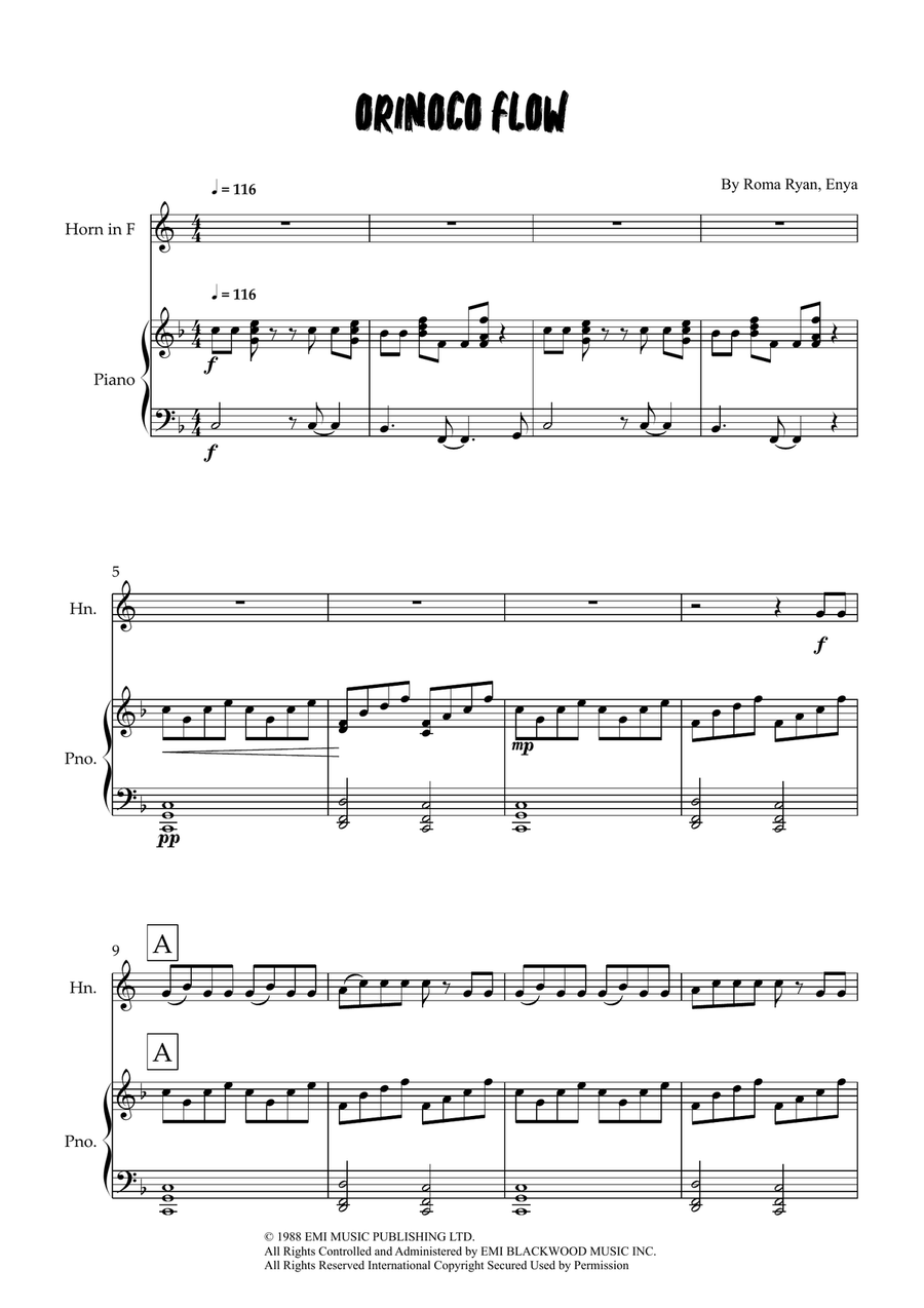 Orinoco Flow Orinoco Flow Piano scores gallery preview page 1