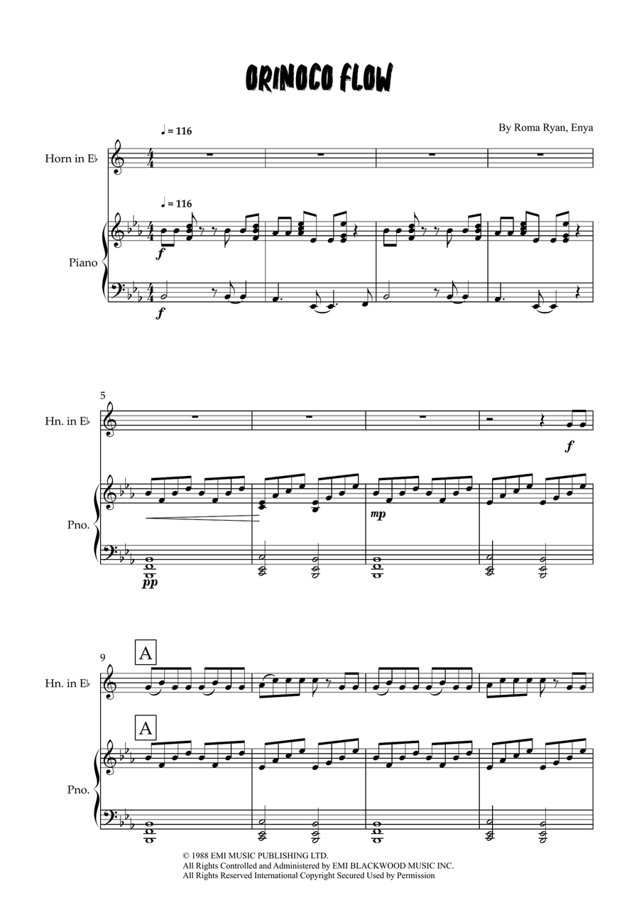 Orinoco Flow Orinoco Flow Horn scores gallery preview page 1
