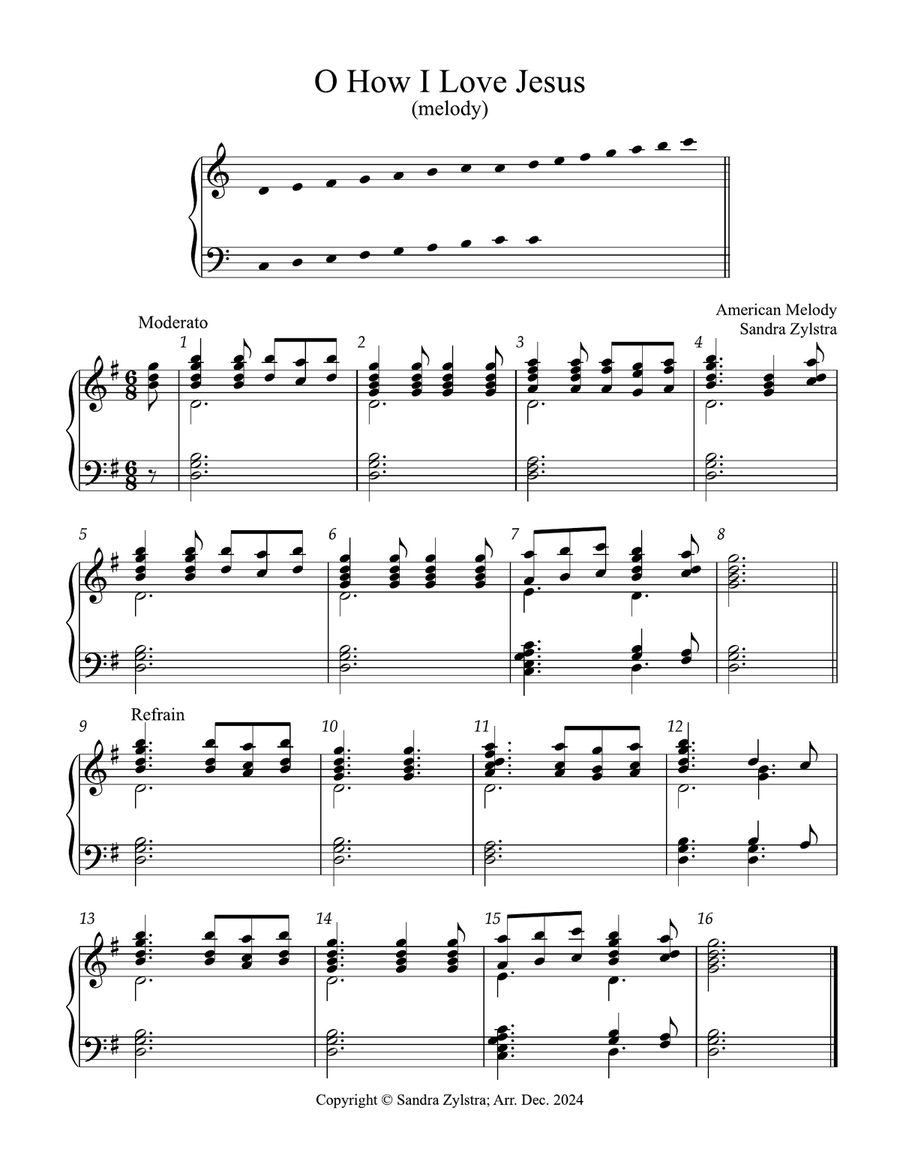 O How I Love Jesus (3 octave handbells) 3-Octaves scores gallery preview page 1