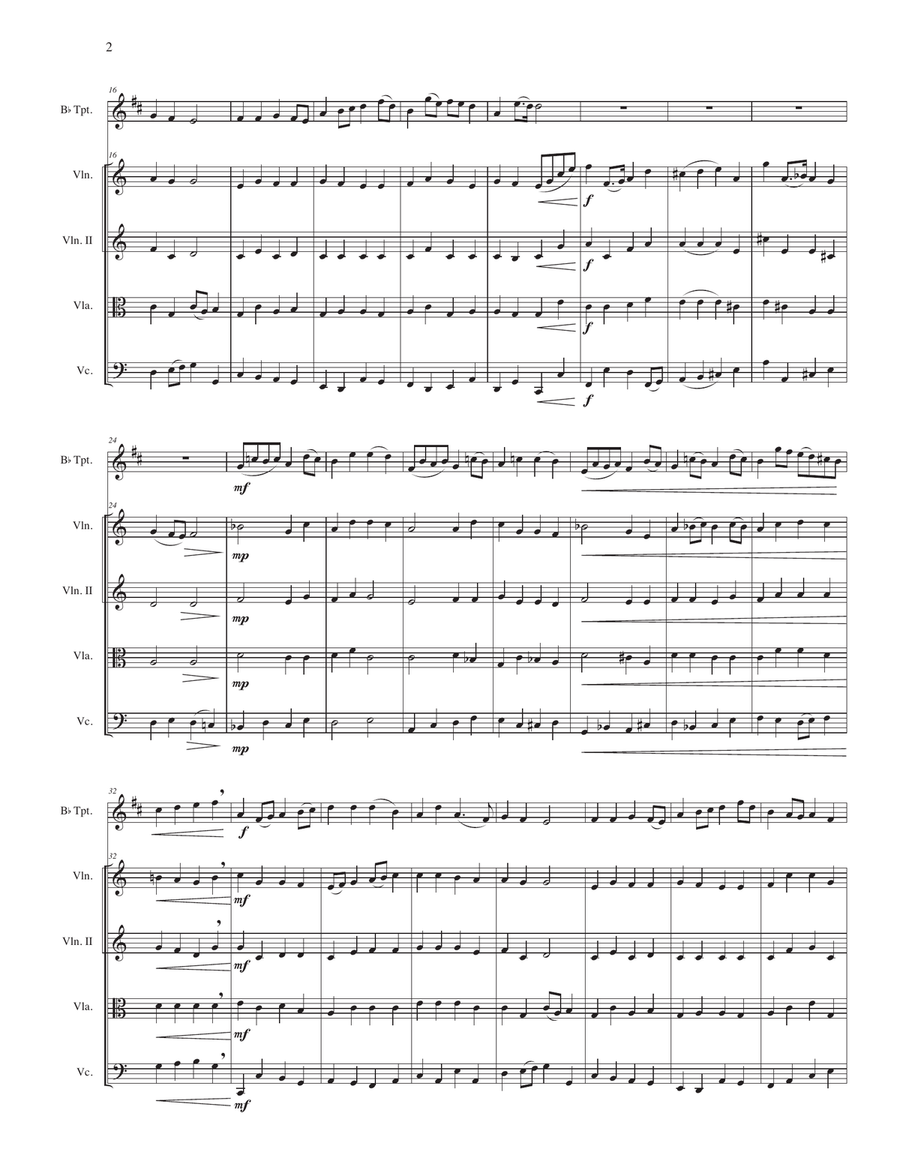 Thou Art Love; Processional for Trumpet and String Quartet Small Ensemble scores gallery preview page 2