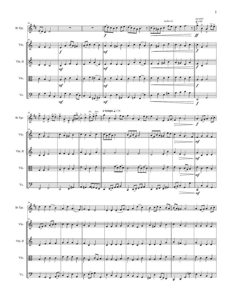 Thou Art Love; Processional for Trumpet and String Quartet Small Ensemble scores gallery preview page 3
