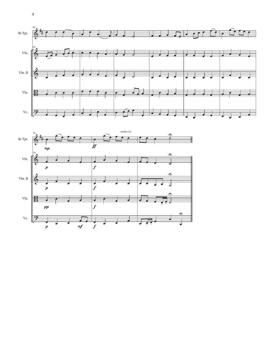 Thou Art Love; Processional for Trumpet and String Quartet Small Ensemble scores gallery preview page 4