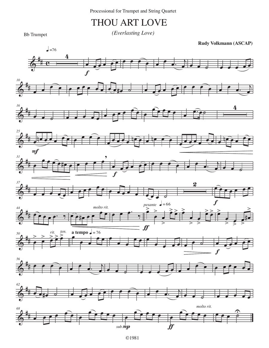 Thou Art Love; Processional for Trumpet and String Quartet Small Ensemble scores gallery preview page 5