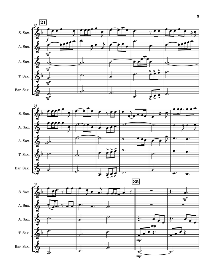 Die With A Smile Die With A Smile Saxophone Quintet scores gallery preview page 4