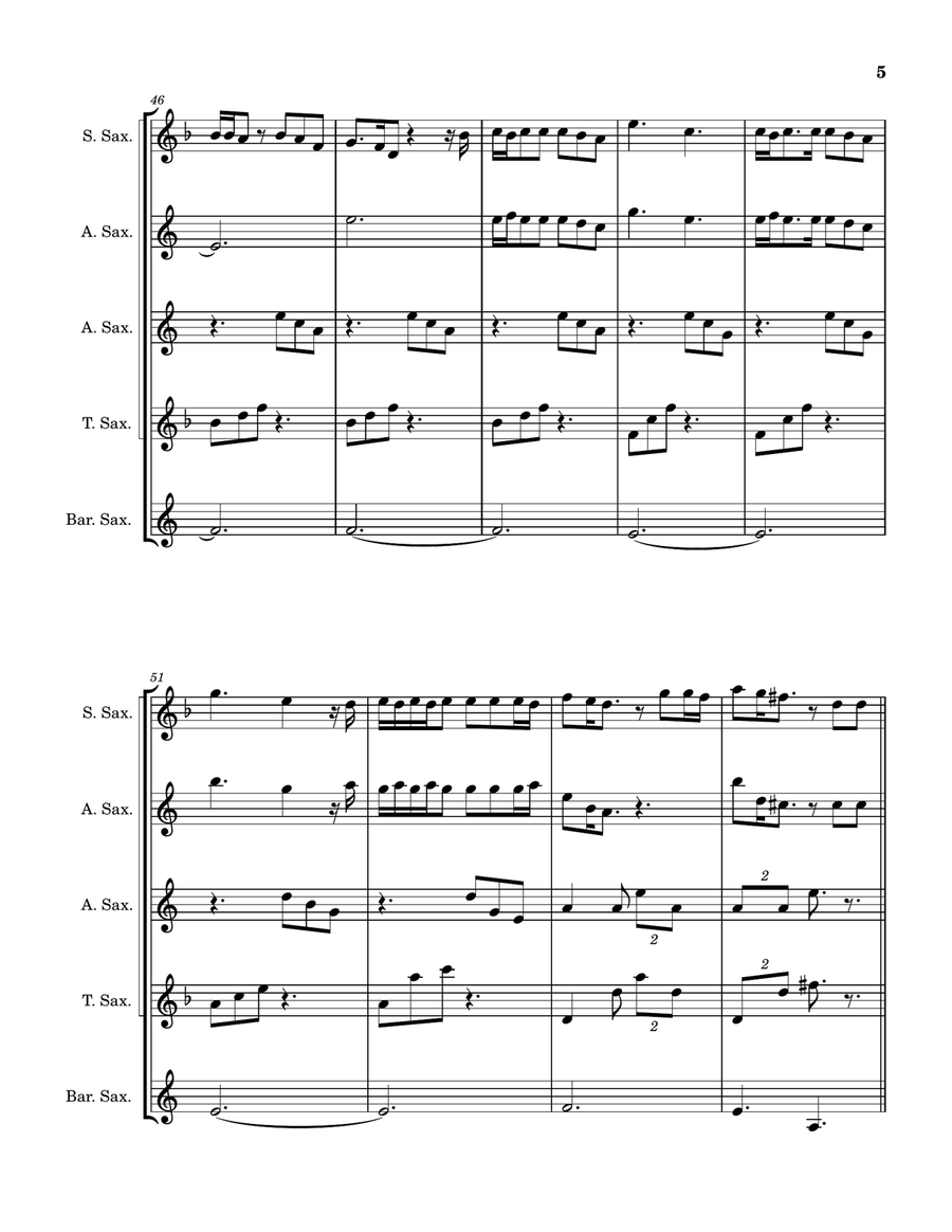 Die With A Smile Die With A Smile Saxophone Quintet scores gallery preview page 6
