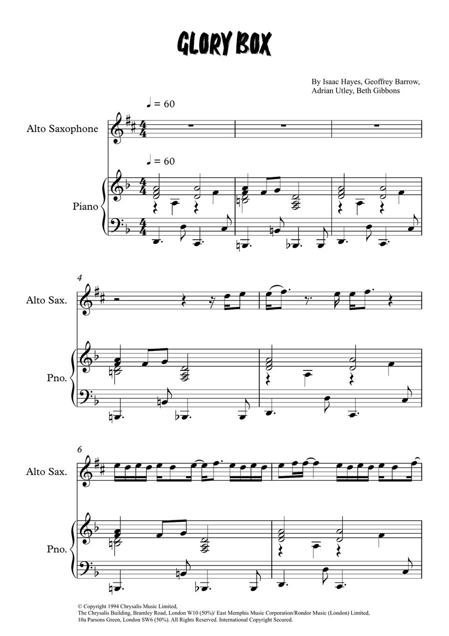 Glory Box Glory Box Alto Saxophone scores gallery preview page 1