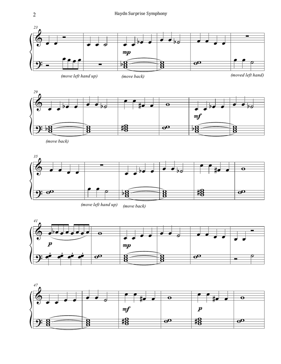Haydn Surprise Symphony (Easy Piano) Piano Method scores gallery preview page 2