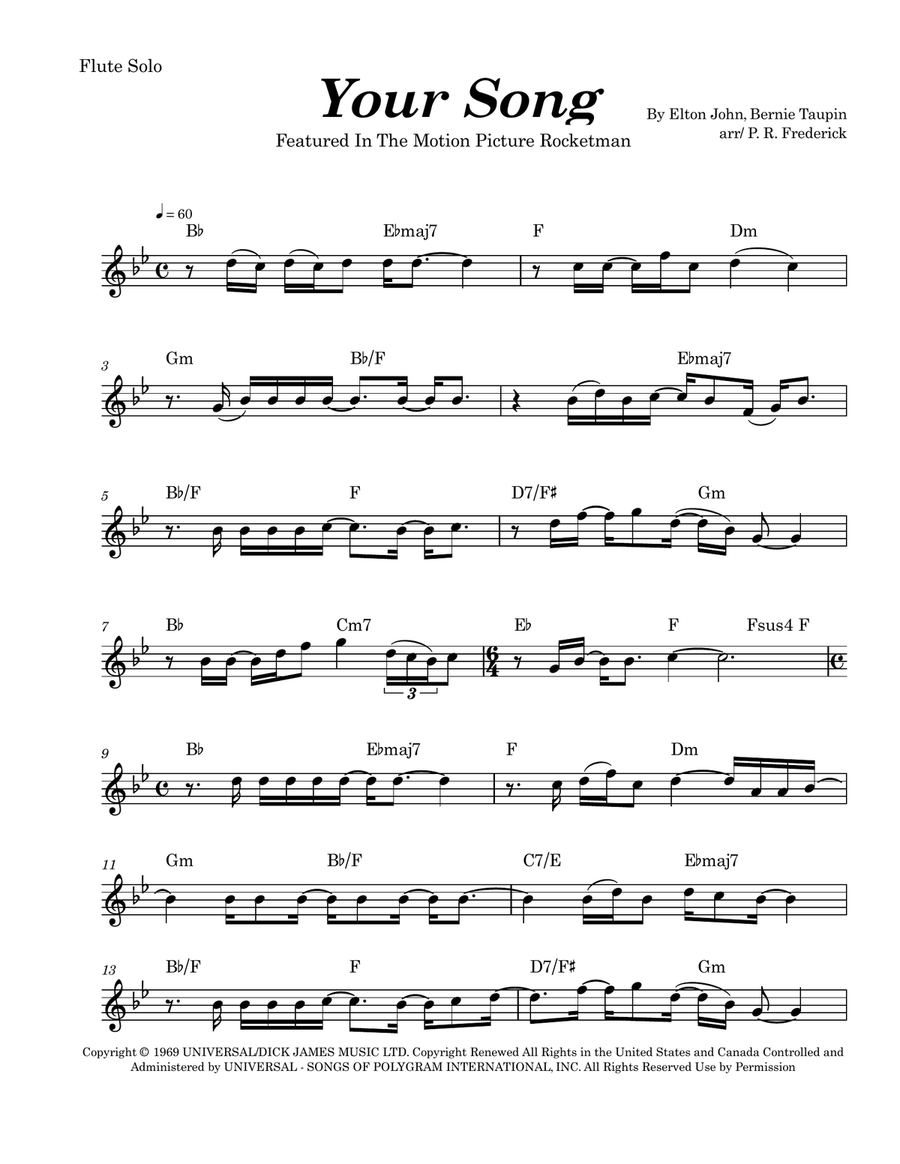 Your Song Your Song Flute Solo scores gallery preview page 1