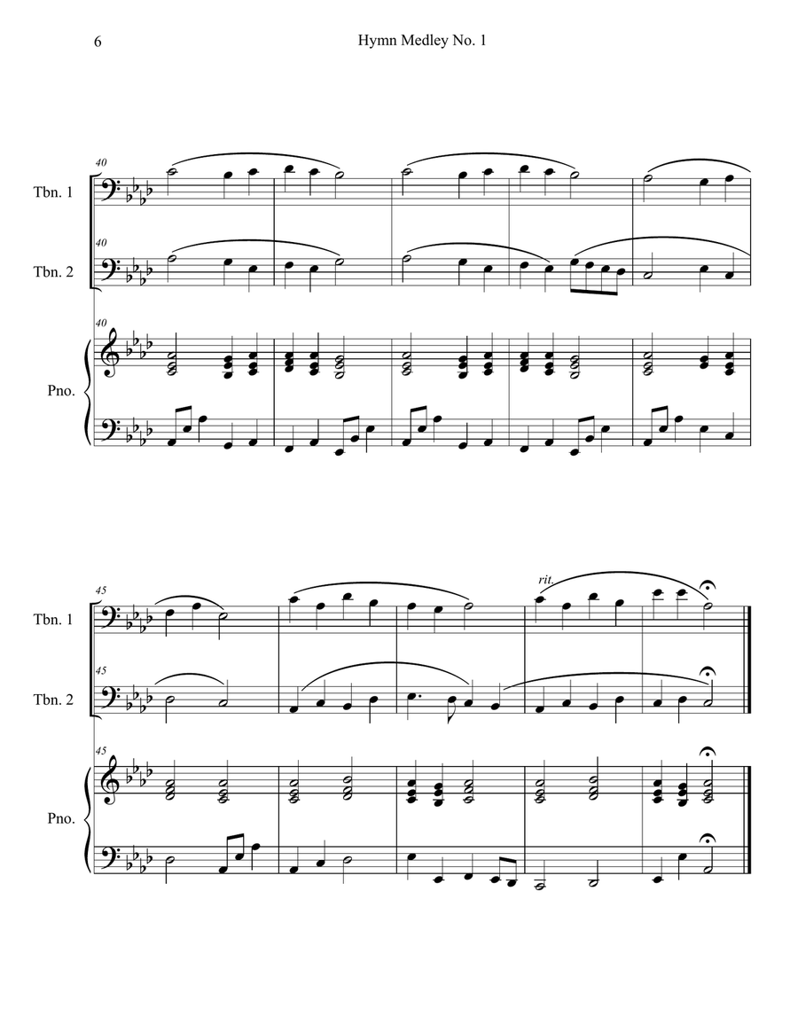 Hymn Medley No. 1 (Trombone Duet with Piano Accompaniment) Trombone Duet scores gallery preview page 6