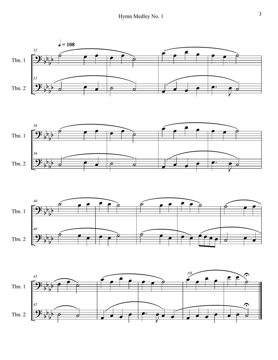 Hymn Medley No. 1 (Trombone Duet) Trombone Duet scores gallery preview page 3