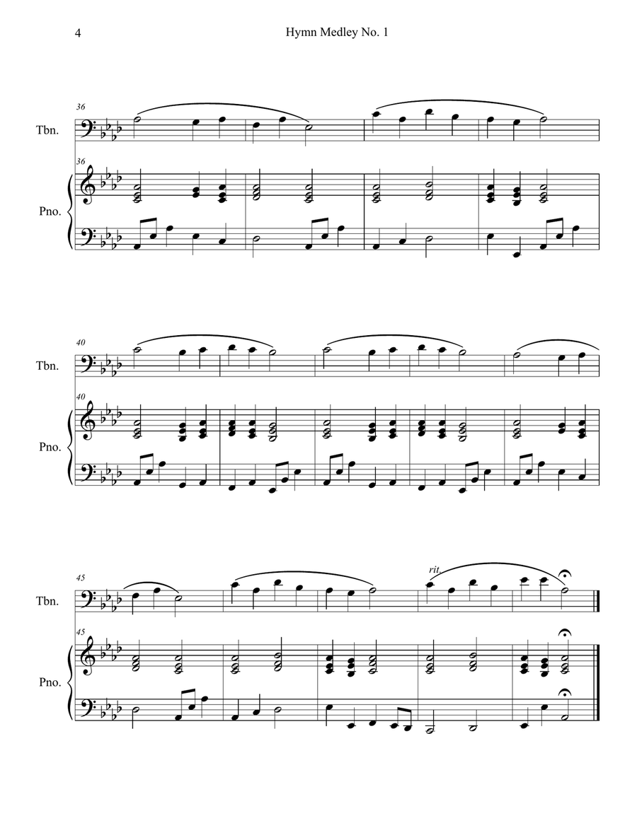 Hymn Medley No. 1 (Trombone Solo with Piano Accompaniment) Piano scores gallery preview page 4